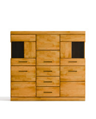 Komoda wysoka Raro RE-81, z drzwiami i szufladami, front lity dąb olejowany, SIUDY