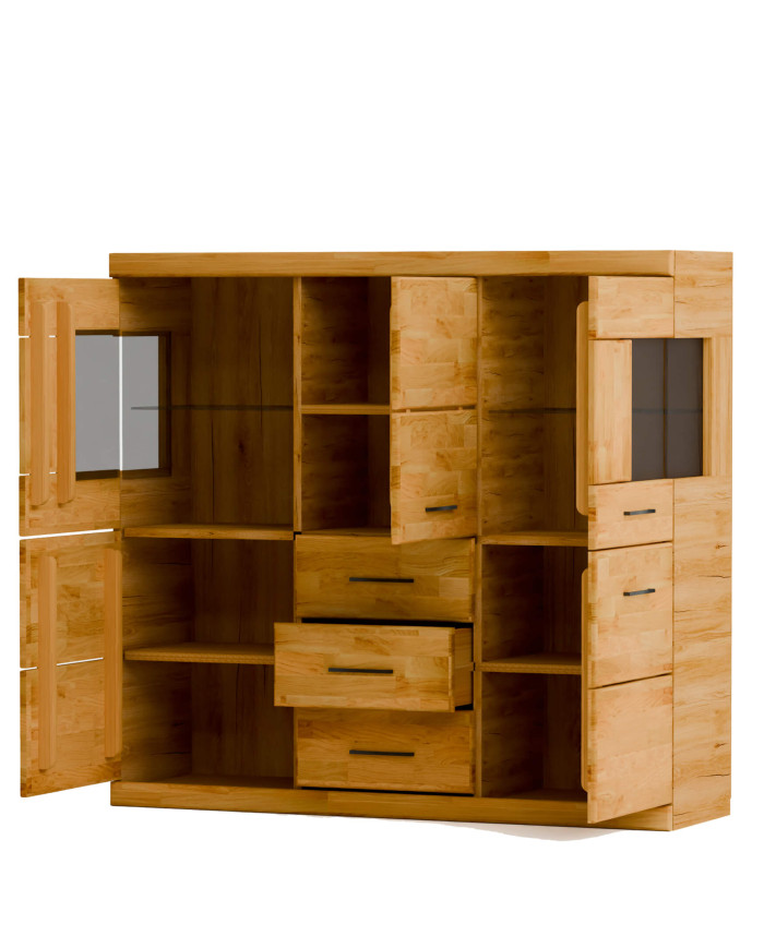 Komoda wysoka Raro RE-81, z drzwiami i szufladami, front lity dąb olejowany, SIUDY