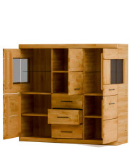 Komoda wysoka Raro RE-81, z drzwiami i szufladami, front lity dąb olejowany, SIUDY