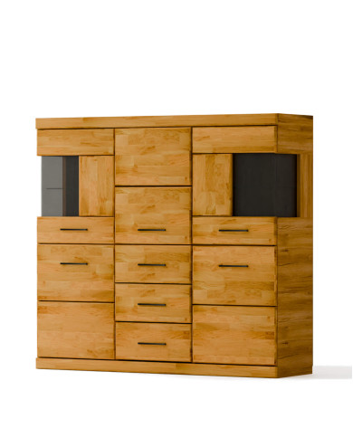 Komoda wysoka Raro RE-81, z drzwiami i szufladami, front lity dąb olejowany, SIUDY