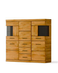 Komoda wysoka Raro RE-81, z drzwiami i szufladami, front lity dąb olejowany, SIUDY