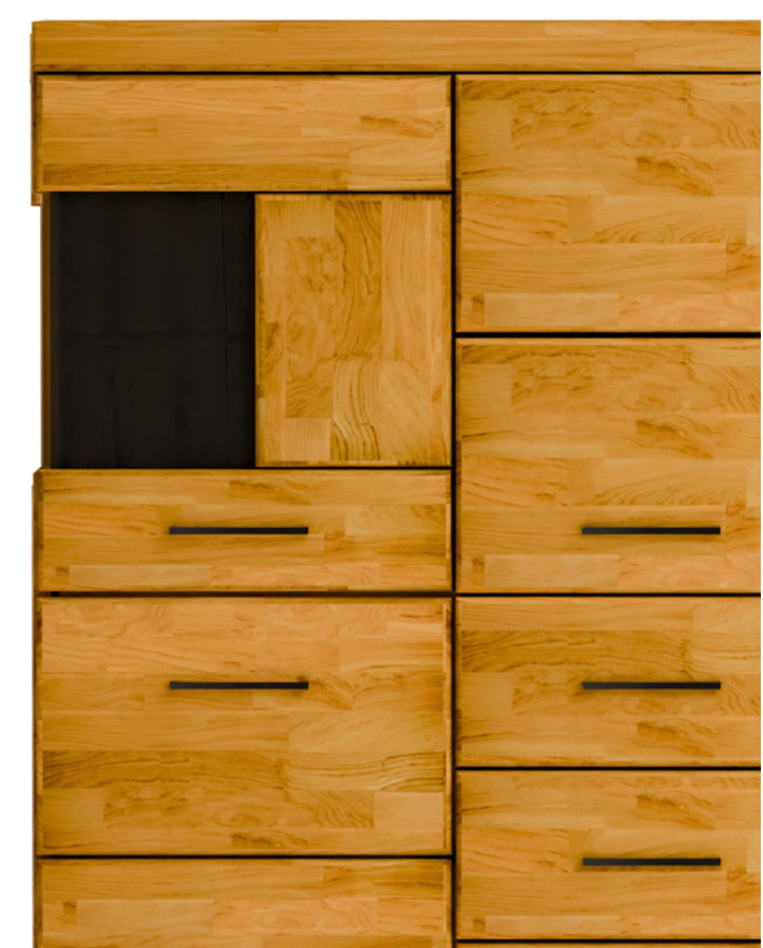 Komoda wysoka Raro RE-81, z drzwiami i szufladami, front lity dąb olejowany, SIUDY