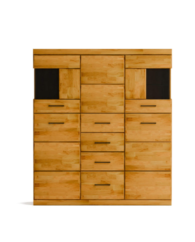 Komoda wysoka Raro RE-84, z drzwiami i szufladami, front lity dąb olejowany, SIUDY