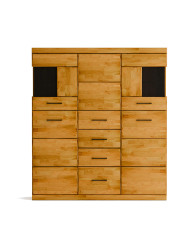 Komoda wysoka Raro RE-84, z drzwiami i szufladami, front lity dąb olejowany, SIUDY