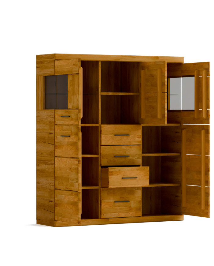 Komoda wysoka Raro RE-84, z drzwiami i szufladami, front lity dąb olejowany, SIUDY