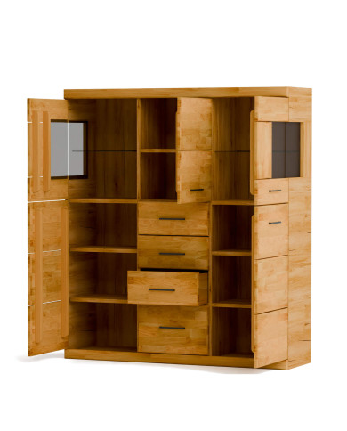 Komoda wysoka Raro RE-84, z drzwiami i szufladami, front lity dąb olejowany, SIUDY