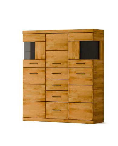 Komoda wysoka Raro RE-84, z drzwiami i szufladami, front lity dąb olejowany, SIUDY