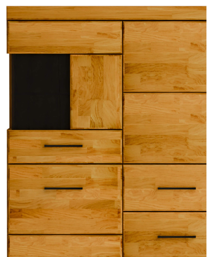 Komoda wysoka Raro RE-84, z drzwiami i szufladami, front lity dąb olejowany, SIUDY