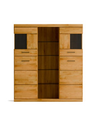 Komoda wysoka Raro RE-86, czterodrzwiowa z regałem, front lity dąb olejowany, SIUDY