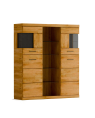 Komoda wysoka Raro RE-86, czterodrzwiowa z regałem, front lity dąb olejowany, SIUDY