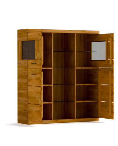 Komoda wysoka Raro RE-86, czterodrzwiowa z regałem, front lity dąb olejowany, SIUDY