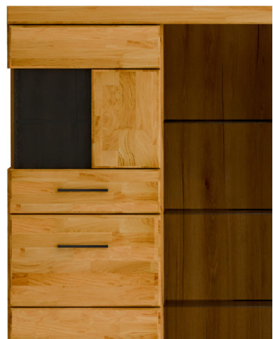 Komoda wysoka Raro RE-86, czterodrzwiowa z regałem, front lity dąb olejowany, SIUDY
