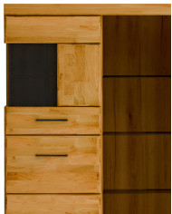 Komoda wysoka Raro RE-86, czterodrzwiowa z regałem, front lity dąb olejowany, SIUDY