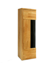 Witryna wąska Raro RE-90, lewa, jednodrzwiowa, przeszklona, front lity dąb olejowany, SIUDY