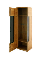 Witryna wąska Raro RE-90, lewa, jednodrzwiowa, przeszklona, front lity dąb olejowany, SIUDY