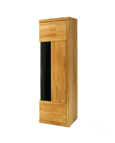 Witryna wąska Raro RE-91, prawa, jednodrzwiowa, przeszklona, front lity dąb olejowany, SIUDY