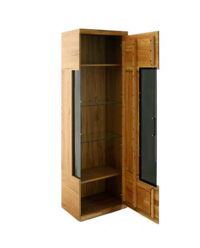 Witryna wąska Raro RE-91, prawa, jednodrzwiowa, przeszklona, front lity dąb olejowany, SIUDY