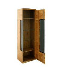 Witryna wąska Raro RE-91, prawa, jednodrzwiowa, przeszklona, front lity dąb olejowany, SIUDY