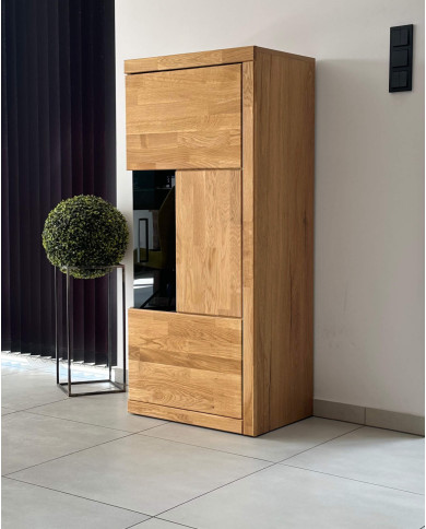 Witryna niska Raro RE-95, jednodrzwiowa, przeszklona, front lity dąb olejowany, SIUDY