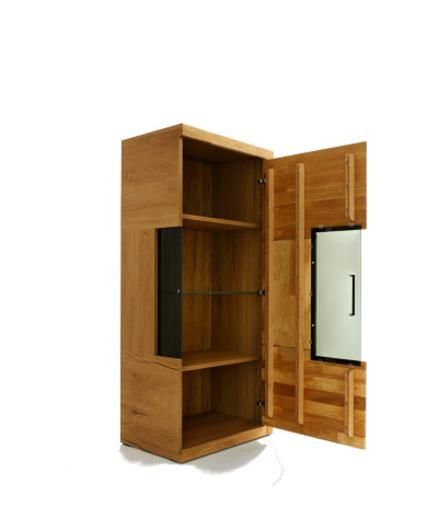 Witryna niska Raro RE-95, jednodrzwiowa, przeszklona, front lity dąb olejowany, SIUDY