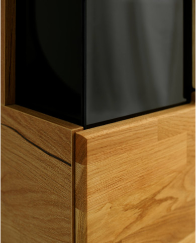 Witryna niska Raro RE-95, jednodrzwiowa, przeszklona, front lity dąb olejowany, SIUDY