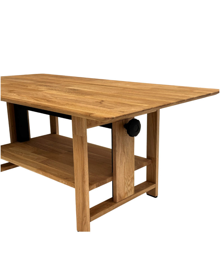 Ława C-23, płynna regulacja wysokości, dąb lity olejowany, SIUDY