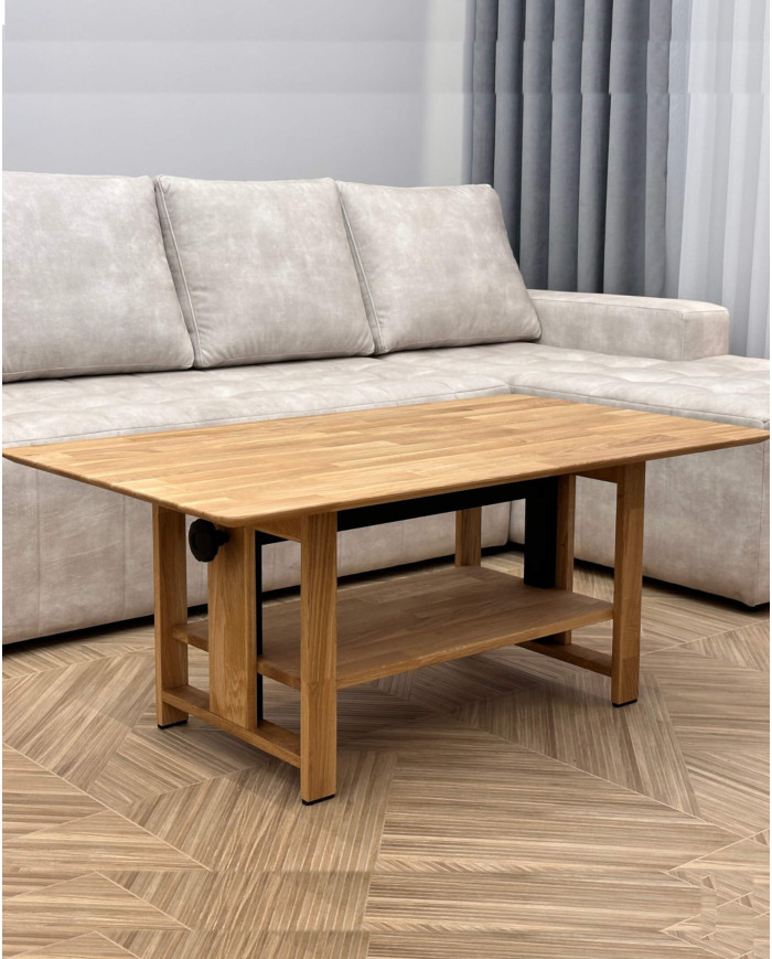 Ława C-23, płynna regulacja wysokości, dąb lity olejowany, SIUDY