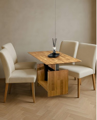 Ława C-24, płynna regulacja wysokości, dąb lity olejowany, SIUDY