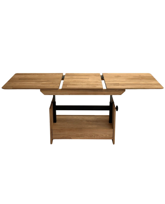 Ława C-24/S/1, rozkładana, płynna regulacja wysokości, szuflada, 1 wkład powiększający, dąb lity olejowany, SIUDY