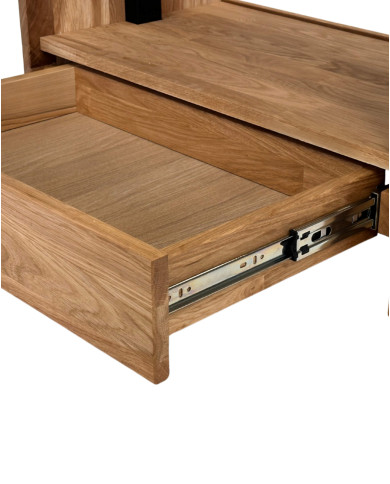 Ława C-24/S/1, rozkładana, płynna regulacja wysokości, szuflada, 1 wkład powiększający, dąb lity olejowany, SIUDY