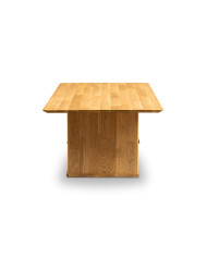 Ława C-27, płynna regulacja wysokości, ze szklaną półką, dąb lity olejowany, SIUDY