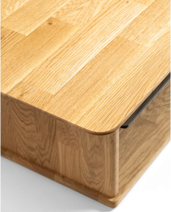 Ława C-27, płynna regulacja wysokości, ze szklaną półką, dąb lity olejowany, SIUDY