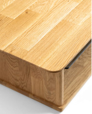 Ława C-27, płynna regulacja wysokości, ze szklaną półką, dąb lity olejowany, SIUDY