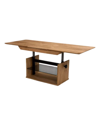 Ława C-27/1, rozkładana, płynna regulacja wysokości, ze szklaną półką, 1 wkład powiększający, dąb lity olejowany, SIUDY