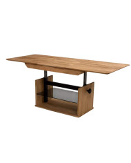 Ława C-27/1, rozkładana, płynna regulacja wysokości, ze szklaną półką, 1 wkład powiększający, dąb lity olejowany, SIUDY