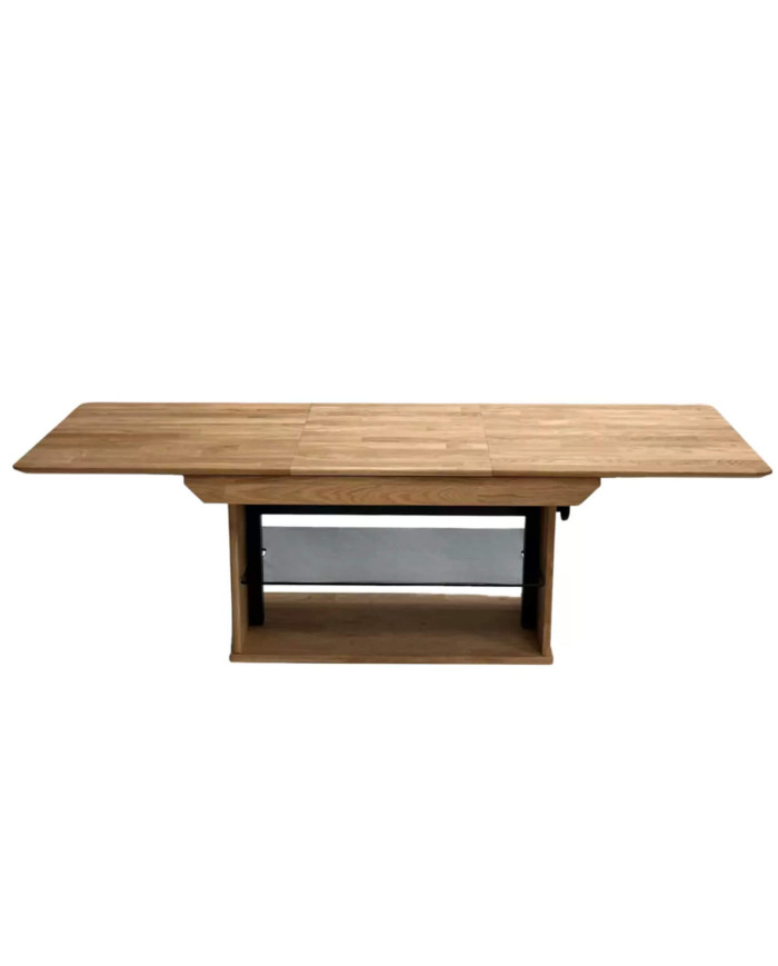 Ława C-27/1, rozkładana, płynna regulacja wysokości, ze szklaną półką, 1 wkład powiększający, dąb lity olejowany, SIUDY