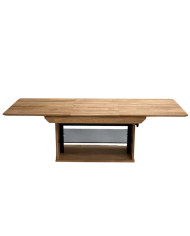 Ława C-27/1, rozkładana, płynna regulacja wysokości, ze szklaną półką, 1 wkład powiększający, dąb lity olejowany, SIUDY