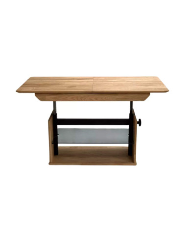 Ława C-27/1, rozkładana, płynna regulacja wysokości, ze szklaną półką, 1 wkład powiększający, dąb lity olejowany, SIUDY