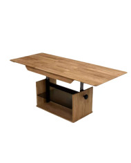 Ława C-27/1, rozkładana, płynna regulacja wysokości, ze szklaną półką, 1 wkład powiększający, dąb lity olejowany, SIUDY