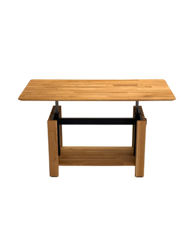 Ława C-25, płynna regulacja wysokości, z półką i lamelami, dąb lity olejowany, SIUDY