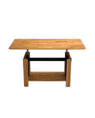 Ława C-25, płynna regulacja wysokości, z półką i lamelami, dąb lity olejowany, SIUDY