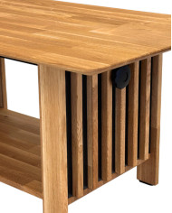 Ława C-25, płynna regulacja wysokości, z półką i lamelami, dąb lity olejowany, SIUDY