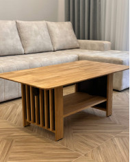 Ława C-25, płynna regulacja wysokości, z półką i lamelami, dąb lity olejowany, SIUDY