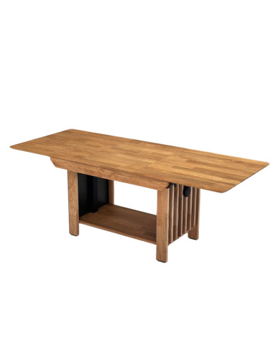 Ława C-25/1, rozkładana, płynna regulacja wysokości, z półką, 1 wkład powiększający, dąb lity olejowany, SIUDY