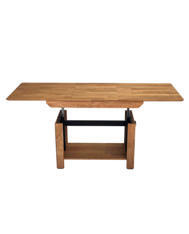 Ława C-25/1, rozkładana, płynna regulacja wysokości, z półką, 1 wkład powiększający, dąb lity olejowany, SIUDY