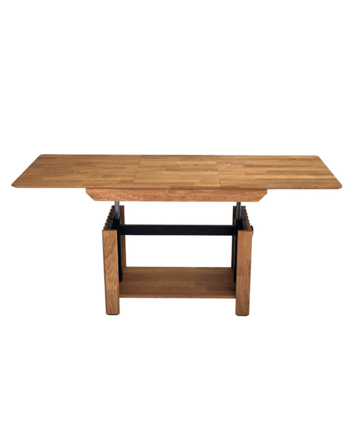 Ława C-25/1, rozkładana, płynna regulacja wysokości, z półką, 1 wkład powiększający, dąb lity olejowany, SIUDY