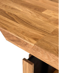 Ława C-25/1, rozkładana, płynna regulacja wysokości, z półką, 1 wkład powiększający, dąb lity olejowany, SIUDY