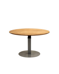 Ława okrągła CP-05, płynna regulacja wysokości, dąb lity olejowany, szara podstawa, SIUDY