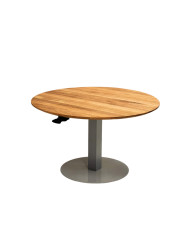 Ława okrągła CP-05, płynna regulacja wysokości, dąb lity olejowany, szara podstawa, SIUDY