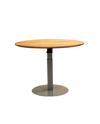 Ława okrągła CP-05, płynna regulacja wysokości, dąb lity olejowany, szara podstawa, SIUDY